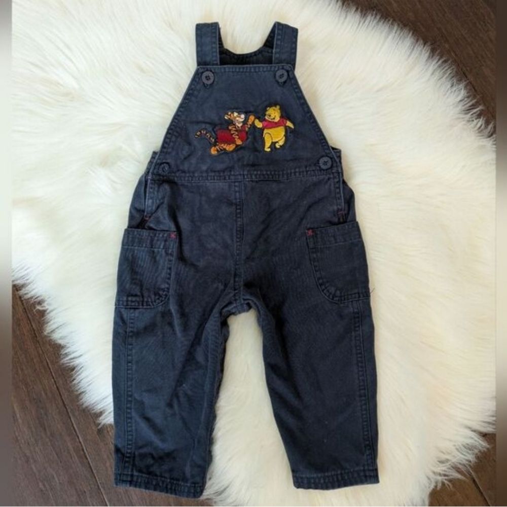 VINTAGE Y2k 90s 1990s Disney Winnie The Pooh Tigger Blue Overalls Cotton Bibs